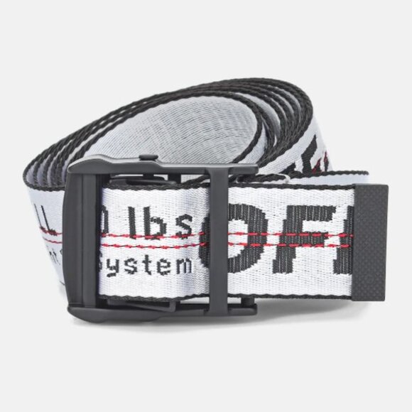 Off-White street wear Industrial Belt in Silver / Black with Red Stitching - Picture 2 of 8